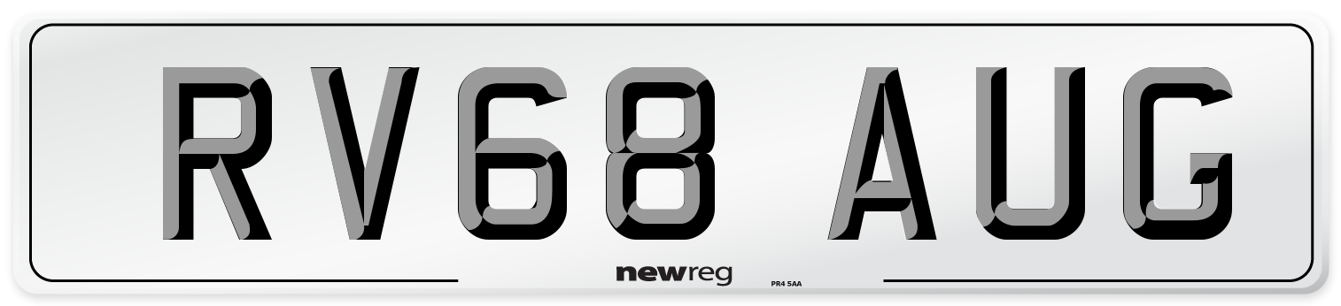 RV68 AUG Number Plate from New Reg
